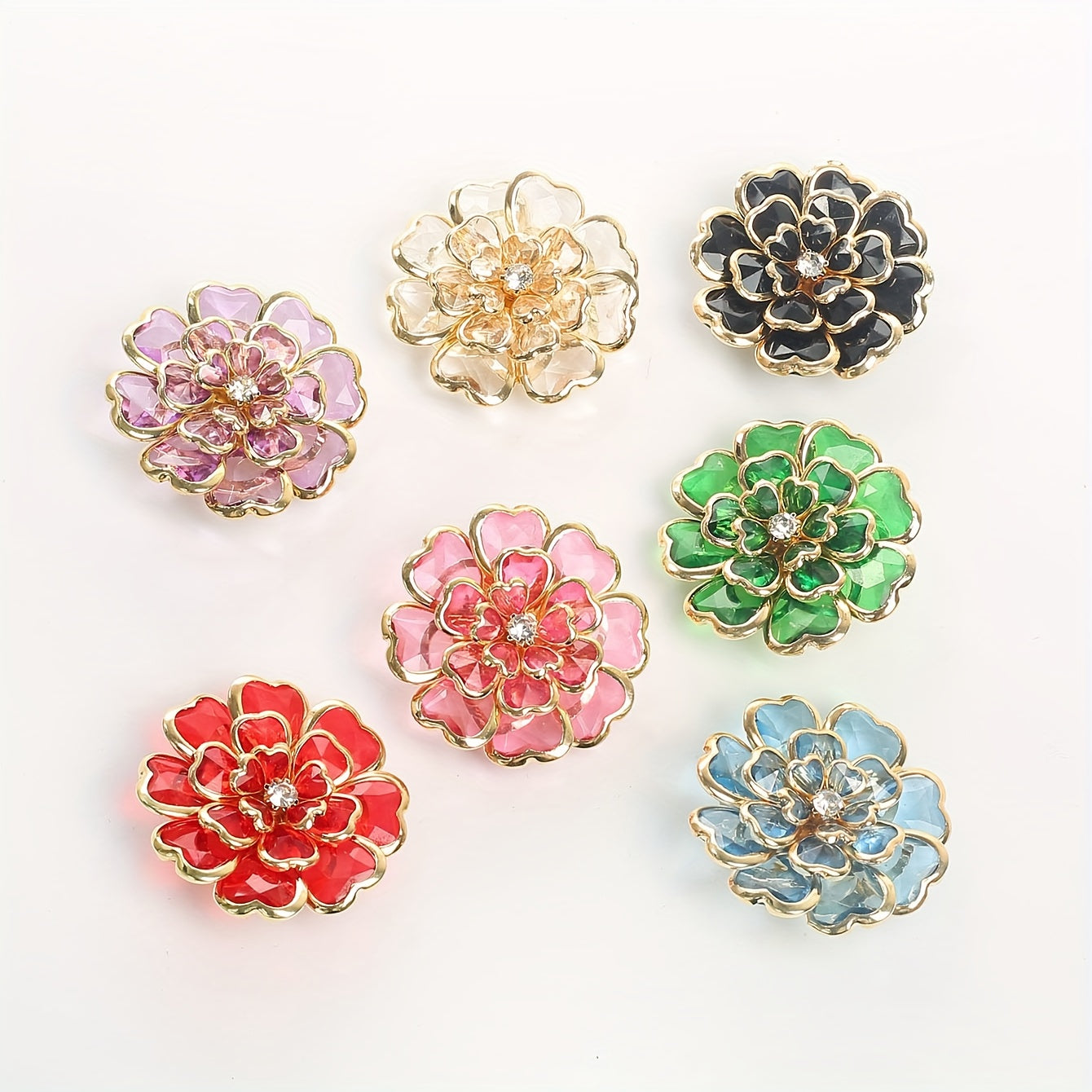 Bloomixa - Floral Rhinestone Decorative Buttons