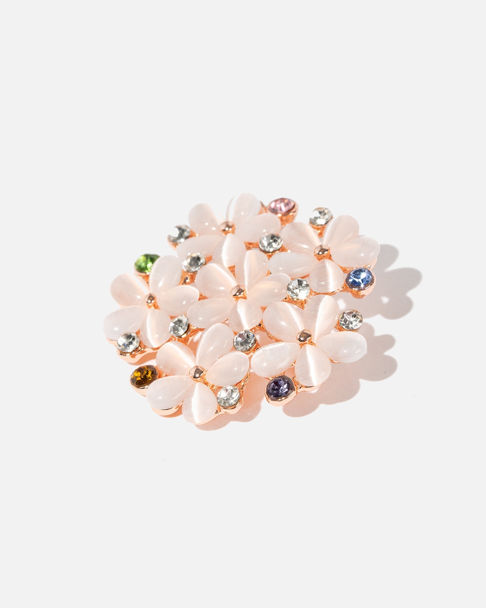 Bloompin - Floral Cluster Brooch With Crystals
