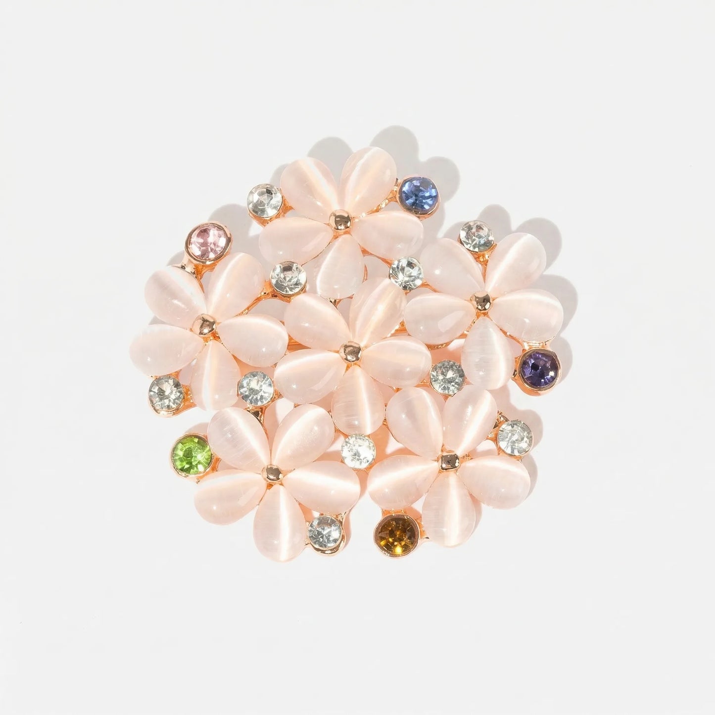 Bloompin - Floral Cluster Brooch With Crystals