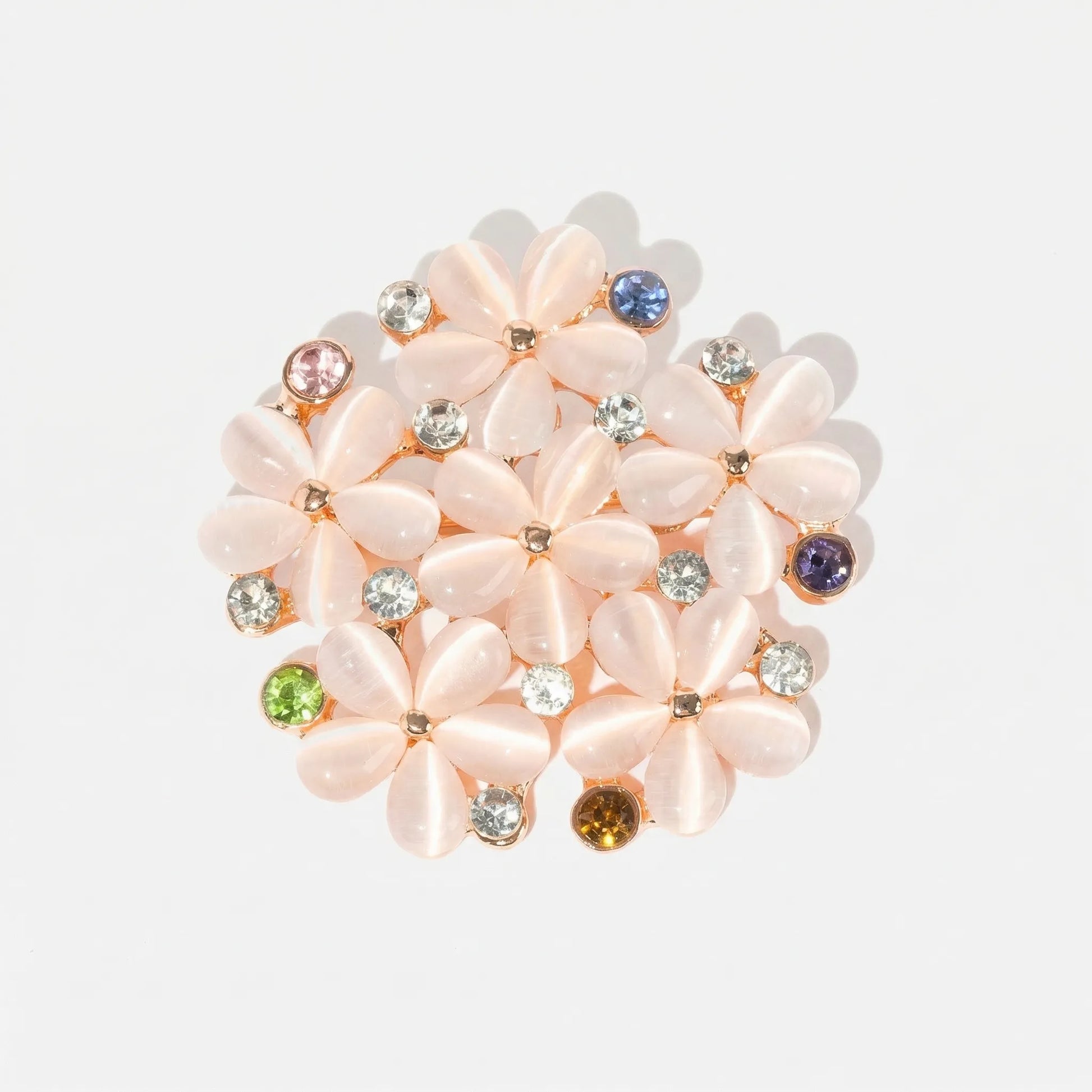 Bloompin - Floral Cluster Brooch With Crystals