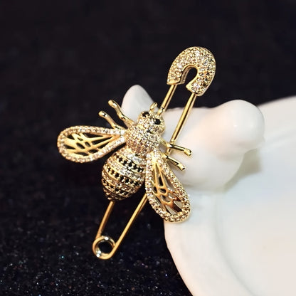 Buzzlette - Rhinestone Bee-Shaped Collar Pin