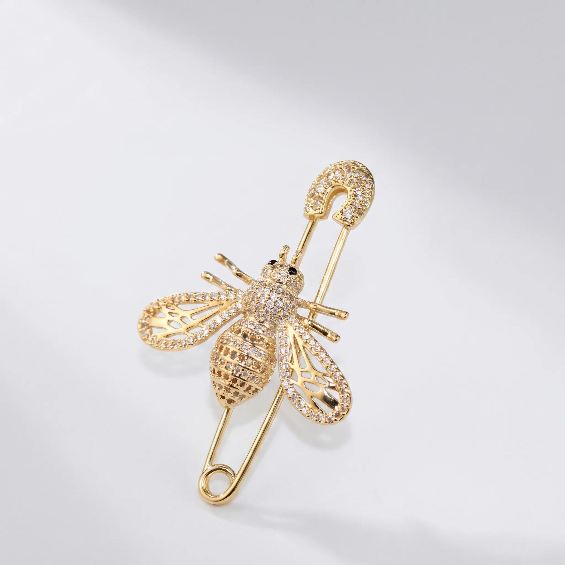 Buzzlette - Rhinestone Bee-Shaped Collar Pin