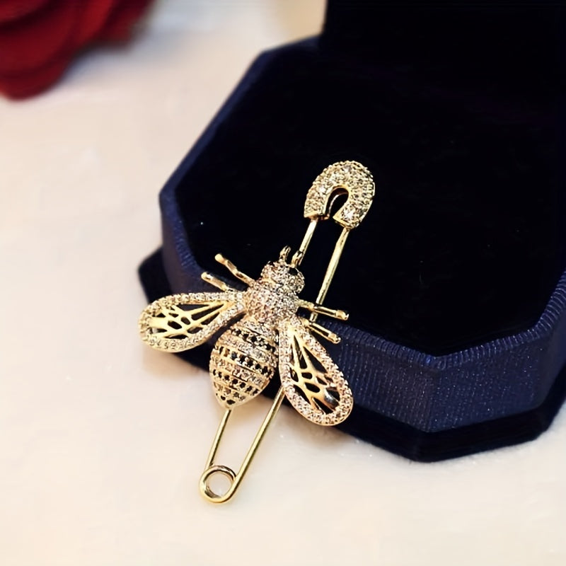 Buzzlette - Rhinestone Bee-Shaped Collar Pin