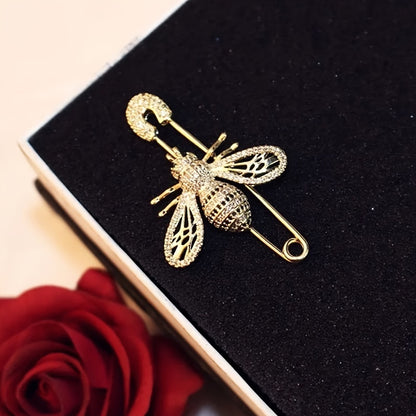 Buzzlette - Rhinestone Bee-Shaped Collar Pin