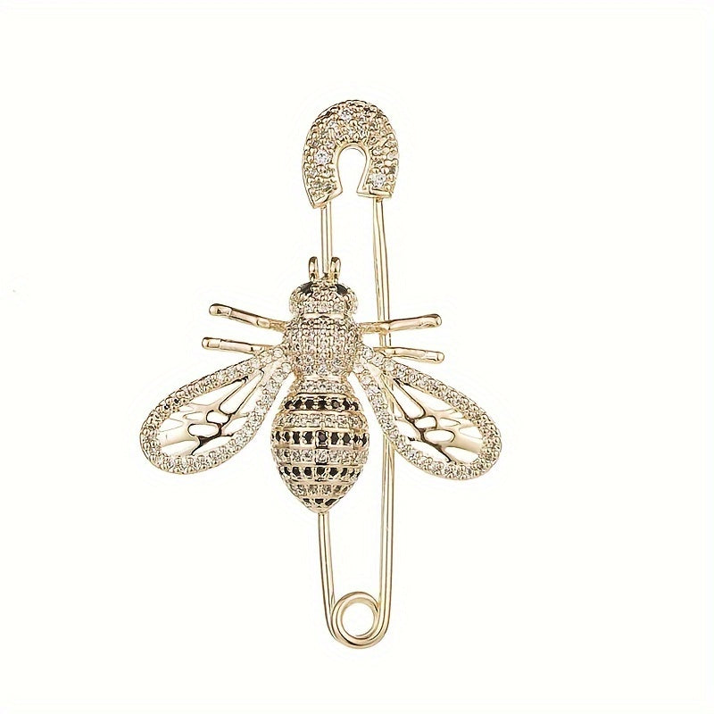 Buzzlette - Rhinestone Bee-Shaped Collar Pin