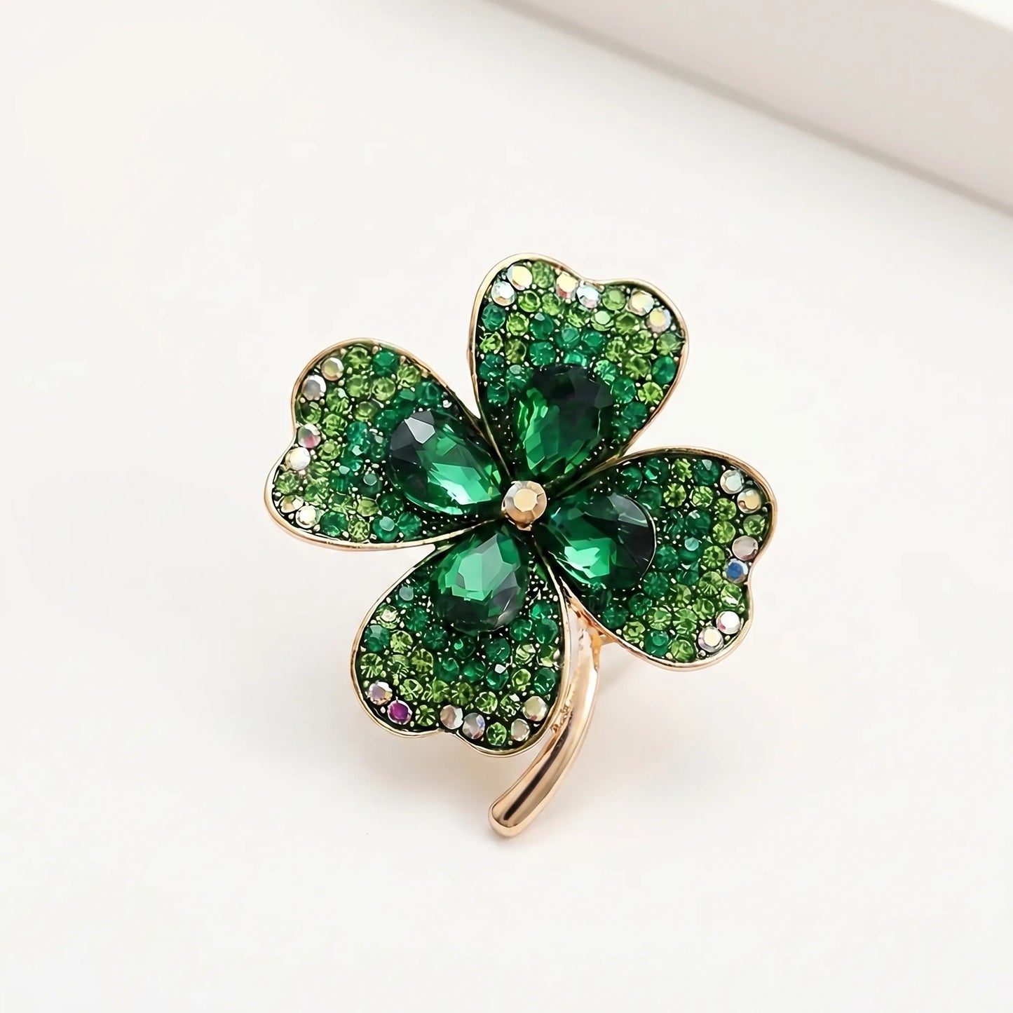 Clovaire - Four-Leaf Clover Crystal Brooch