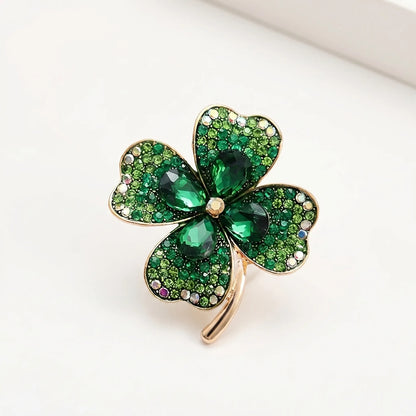 Clovaire - Four-Leaf Clover Crystal Brooch