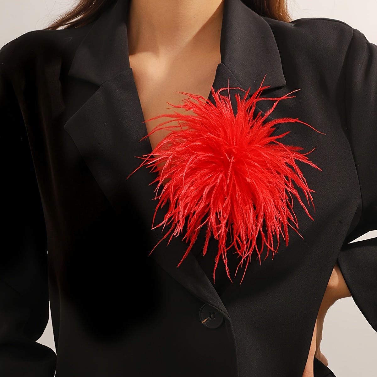 Fleurova - Oversized Feather Flower Brooch Pin