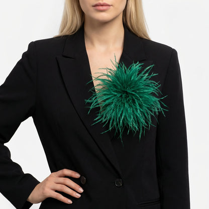 Fleurova - Oversized Feather Flower Brooch Pin