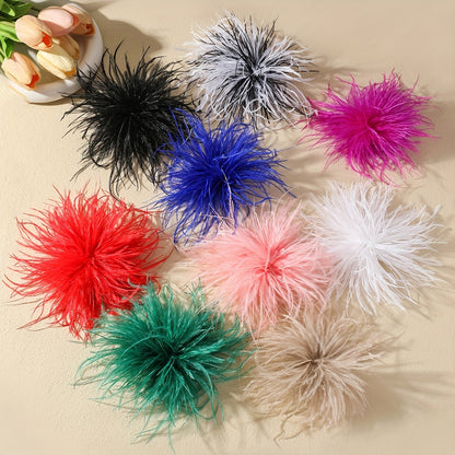 Fleurova - Oversized Feather Flower Brooch Pin