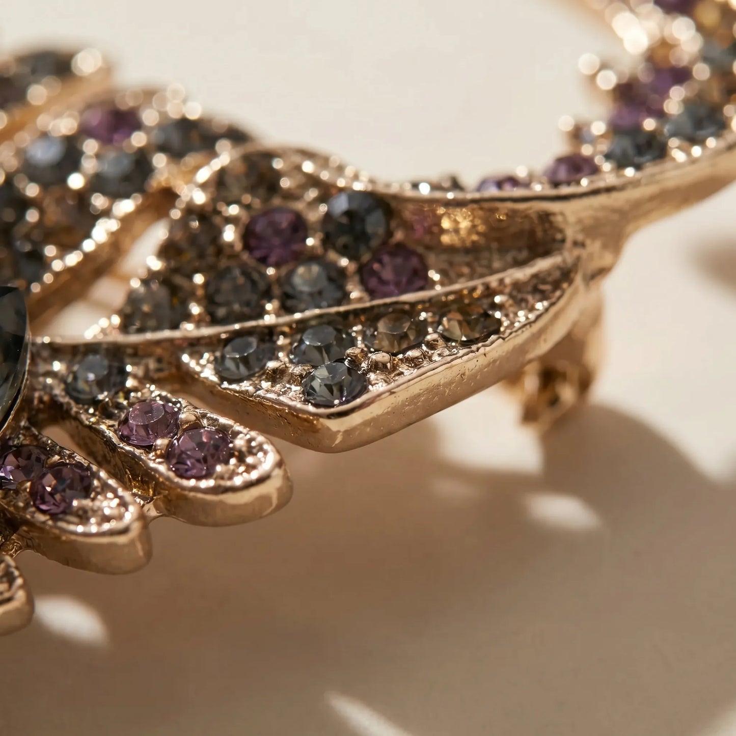 Foliara - Twisted Leaf Brooch With Crystals