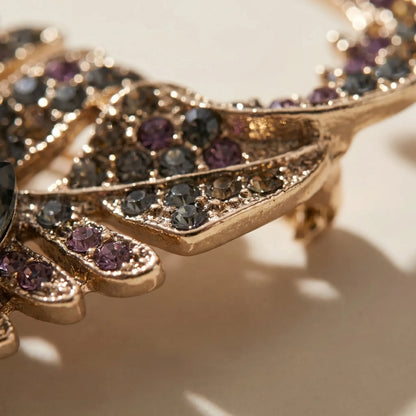 Foliara - Twisted Leaf Brooch With Crystals