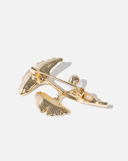Ginkova - Crystal-Set Ginkgo Leaf Brooch