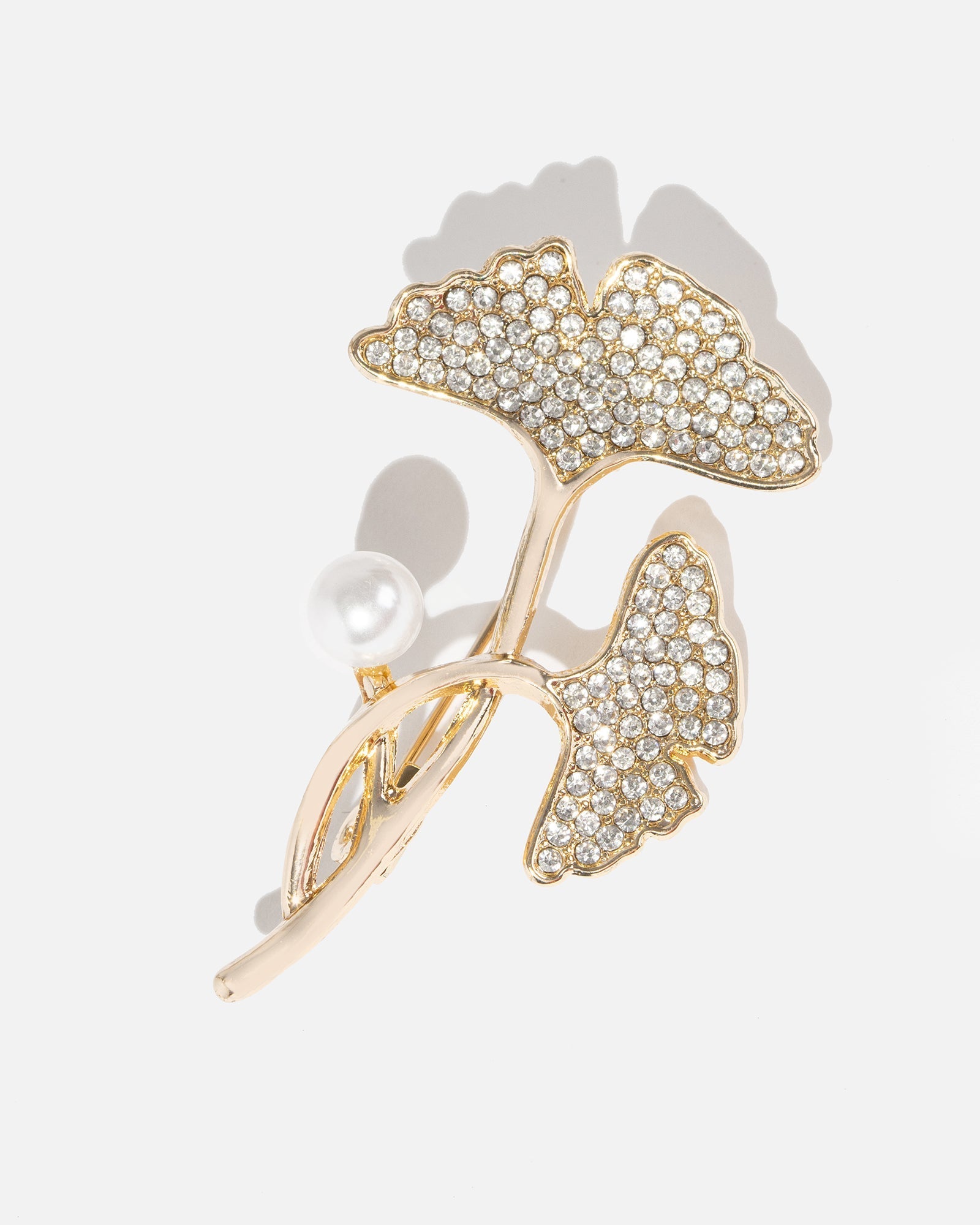 Ginkova - Crystal-Set Ginkgo Leaf Brooch