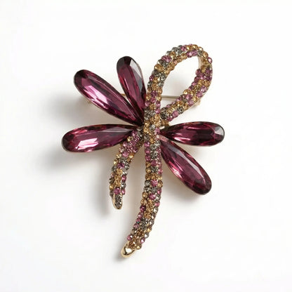 Marquella - Crystal Ribbon Floral Brooch