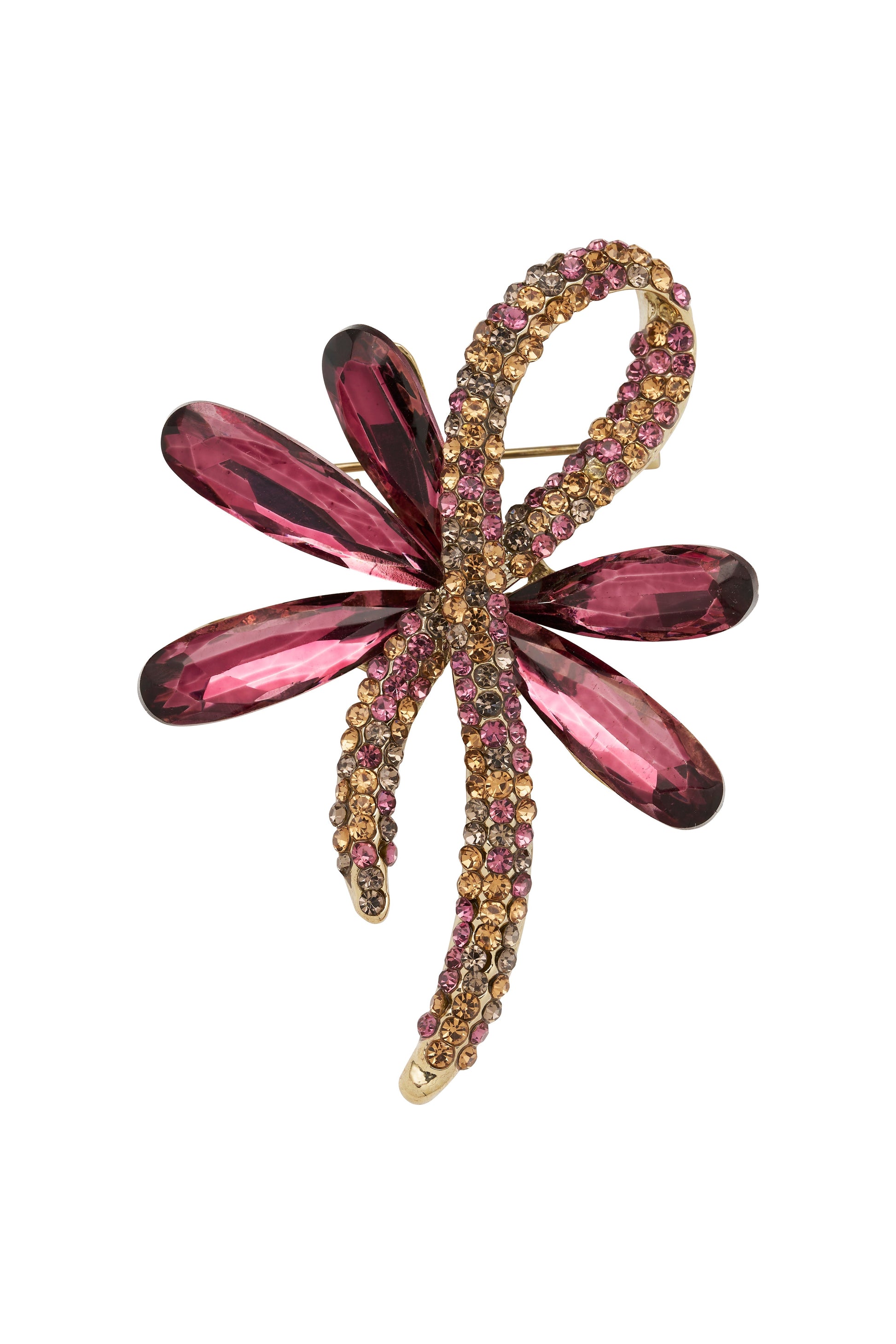 Marquella - Crystal Ribbon Floral Brooch