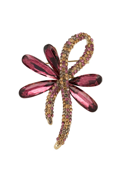 Marquella - Crystal Ribbon Floral Brooch