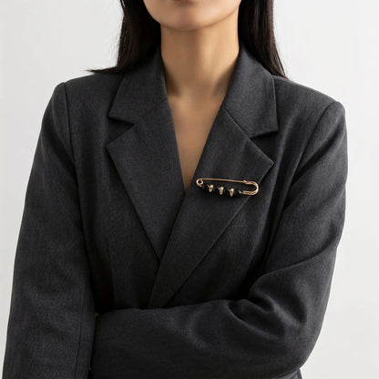Pearlique - Faux Pearl Safety Pin Brooch Set