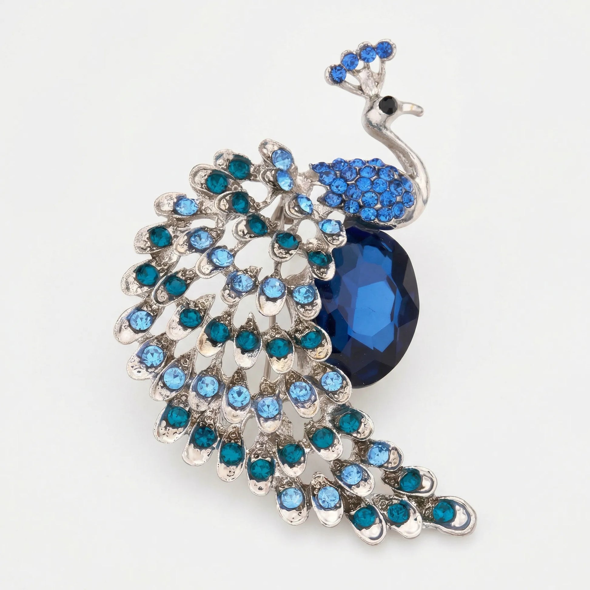 Plumara - Decorative Peacock Motif Lapel Brooch