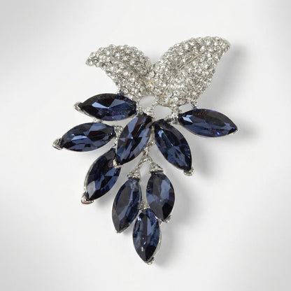 Velindra - Leaf Motif Crystal Statement Brooch