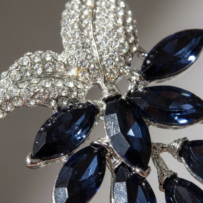 Velindra - Leaf Motif Crystal Statement Brooch