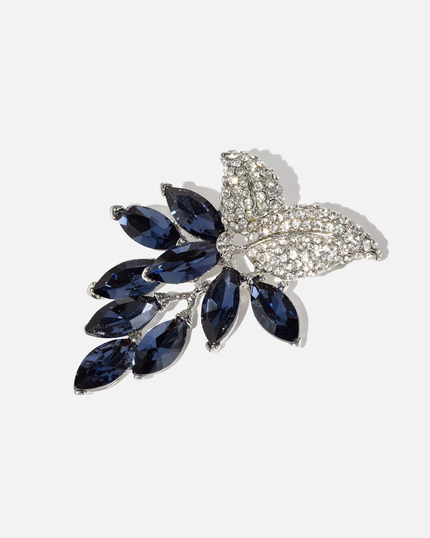 Velindra - Leaf Motif Crystal Statement Brooch